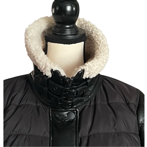 Michael Michael Kors Shearling Trim Faux leather sleeves Puffer Jacket. SZ.L - Picture 8 of 16